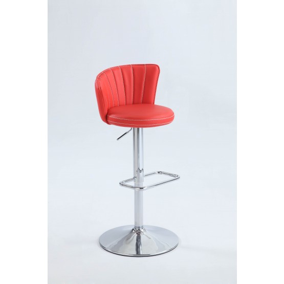 0681 Stitched Fan-Back Design Pneumatic Stool, Red photo