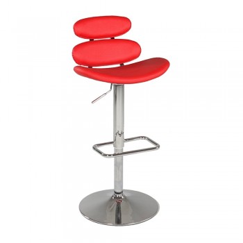 0642 Pneumatic Gas Lift Swivel Height Stool, Red by Chintaly Imports