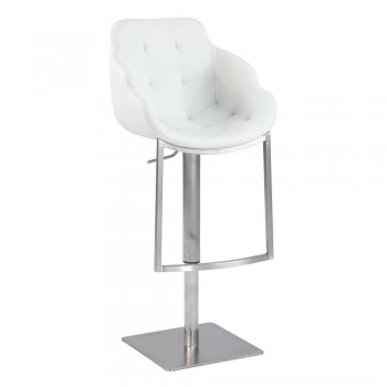 0899 Tufted Contemporary Pneumatic Stool, White