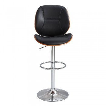 1433 Plywood Pneumatic Swivel Stool, Black by Chintaly Imports