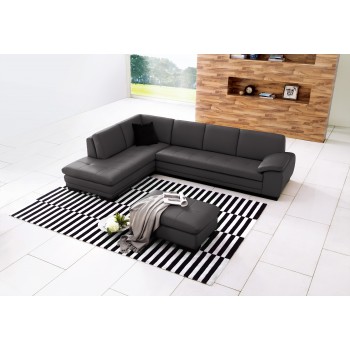 625 Italian Leather Sectional, Left Arm Chaise Facing, Grey by J&M Furniture