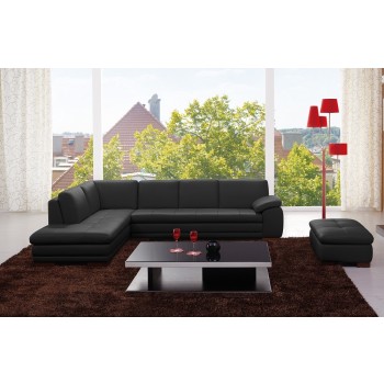 625 Italian Leather Sectional, Left Arm Chaise Facing, Black by J&M Furniture
