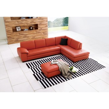 625 Italian Leather Sectional, Right Arm Chaise Facing, Pumpkin by J&M Furniture