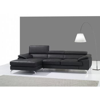 A973B Italian Leather Mini Sectional, Left Arm Chaise Facing, Black by J&M Furniture