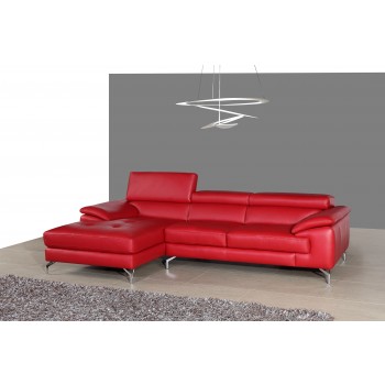 A973B Italian Leather Mini Sectional, Left Arm Chaise Facing, Red by J&M Furniture