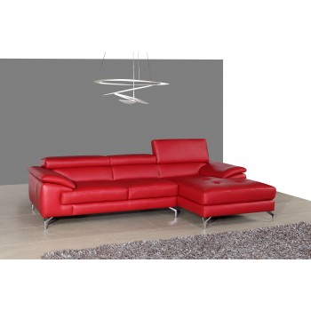 A973B Italian Leather Mini Sectional, Right Arm Chaise Facing, Red by J&M Furniture