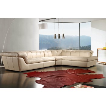 397 Italian Leather Sectional, Right Arm Chaise Facing, Beige by J&M Furniture