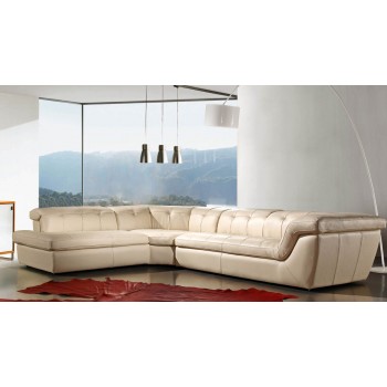 397 Italian Leather Sectional, Left Arm Chaise Facing, Beige by J&M Furniture