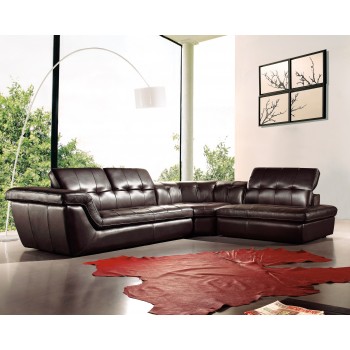 397 Italian Leather Sectional, Right Arm Chaise Facing, Chocolate by J&M Furniture