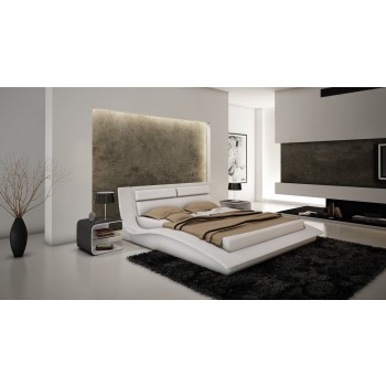 Wave Queen Size Bed, White by J&M Furniture