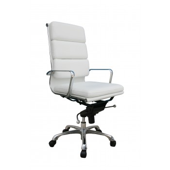 Plush High Back Office Chair, White by J&M Furniture