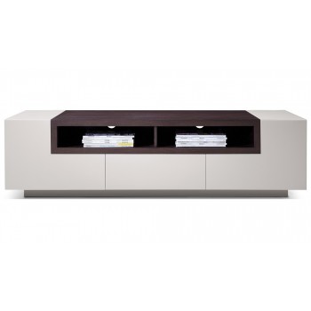 002 TV Stand, Grey Gloss + Brown Oak by J&M Furniture
