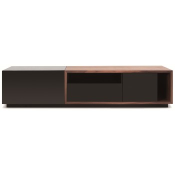 047 TV Stand, Black High Gloss + Walnut by J&M Furniture
