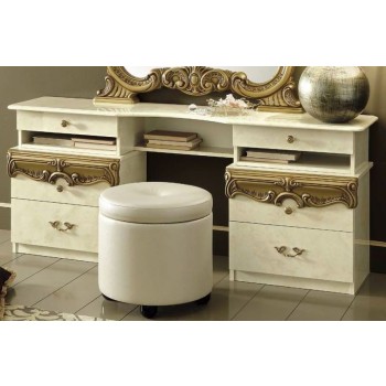 Barocco Vanity Dresser, Ivory + Gold
