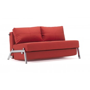 Cubed Deluxe Full Size Sofa Bed, 524 Mixed Dance Burned Orange Fabric + Chromed Legs