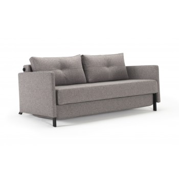 Cubed Deluxe Queen Size Sofa Bed w/Arms, 521 Mixed Dance Grey Fabric