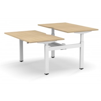 Motion Customizable Sit-Stand Office 2-Desk Bench with Metal Legs