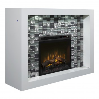 Crystal Mantel Electric Fireplace, White Finish, Realogs (XHD28) Firebox