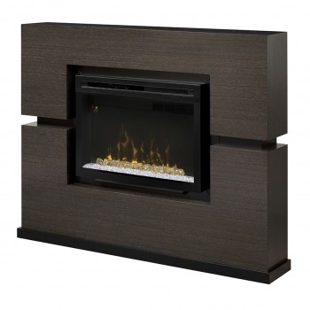 Linwood Mantel Electric Fireplace, Rift Grey Finish, 33" Acrylic Ice Firebox