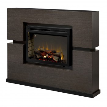 Linwood Mantel Electric Fireplace, Rift Grey Finish, 33" Realogs Firebox
