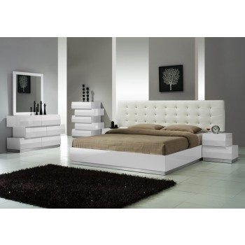 Milan King Size Bedroom Set, White by J&M Furniture