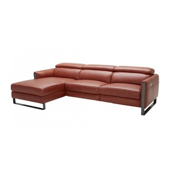 Nina Premium Leather Sectional, Left Arm Chaise Facing