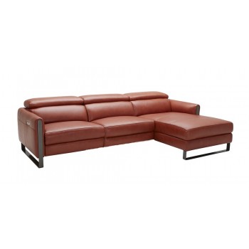 Nina Premium Leather Sectional, Right Arm Chaise Facing