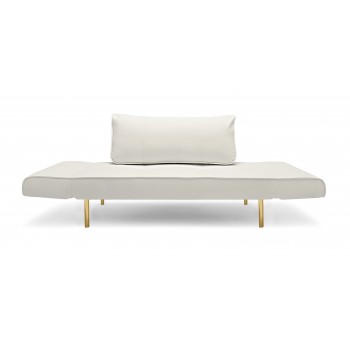 Zeal Deluxe Daybed, 588 Leather Look White PU + Brass Plated Steel Legs