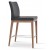 Aria Wood Bar Stool, Solid Beech Walnut Color, Black Leatherette by SohoConcept Furniture