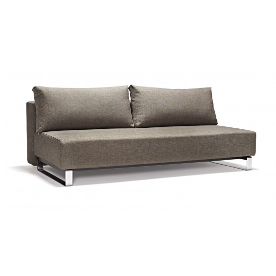 Supremax Deluxe Excess Queen Sofa Bed, 503 Begum Dark Brown Fabric + Chromed Legs photo