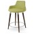 Dervish Wood Counter Stool, Solid Beech Walnut Color, Green Leatherette by SohoConcept Furniture