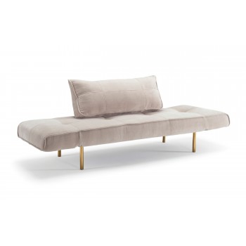 Zeal Deluxe Daybed, 544 Chenille Oatmeal + Brass Plated Steel Legs