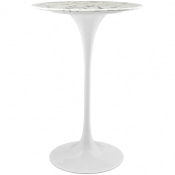 Lippa 28" Artificial Marble Bar Table, White by Modway