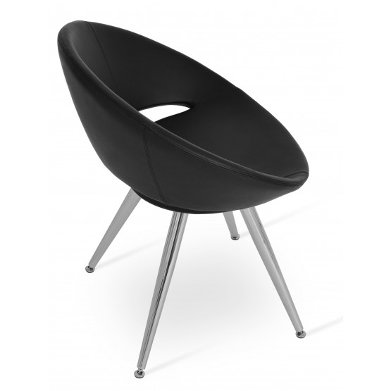 Crescent Star Chair, Stainless Steel, Black PPM, Adjustable Foot Caps, Large Seat photo
