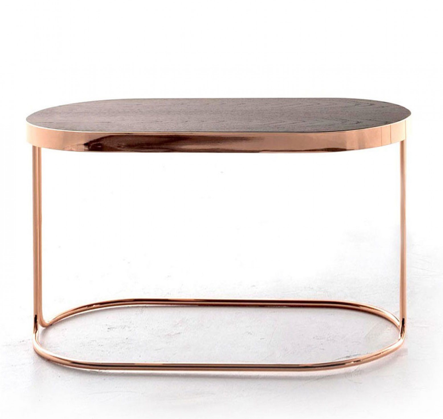 Cora Medium Coffee Table Coppered Chrome Metal Base Heat Treated Dark Oak Wood Top Buy Online At Best Price
