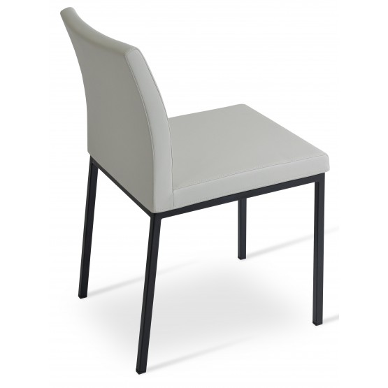 Aria Dining Chair, Black Powder Base, Light Grey Leatherette photo