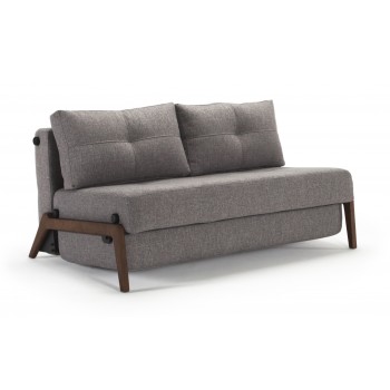 Cubed Deluxe Full Size Sofa Bed, 521 Mixed Dance Grey Fabric + Wood Legs