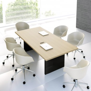 Mito Conference Table MIT11, Light Sycamore + Black High Gloss