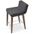 Corona Wood Counter Stool, Plywood Walnut Finish, Dark Grey Camira Wool, Dallas Seat by SohoConcept Furniture