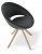Crescent Sword Chair, Natural Veneer Steel, Black Genuine Leather by SohoConcept Furniture