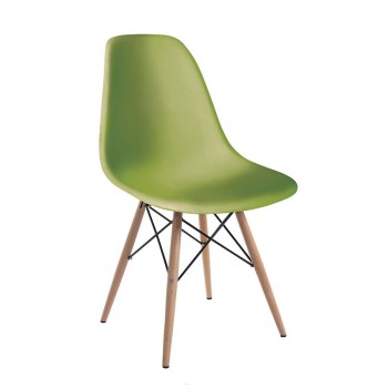 Robusto Chair, Wood Legs, Green