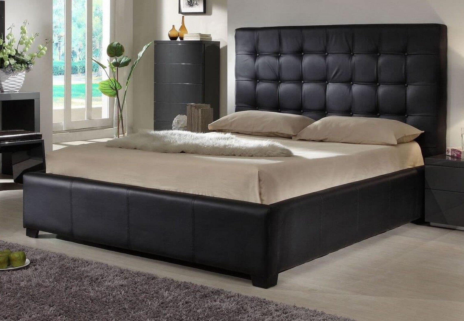 Athens Queen Size Bed, Black Buy Online at Best Price