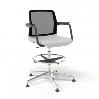 Wind Low Back High Swivel Armchair with Mesh Backrest, Glides & Powder-coated Frame