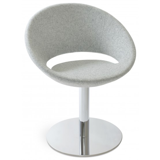 Crescent Round Swivel Chair, Silver Camira Wool photo