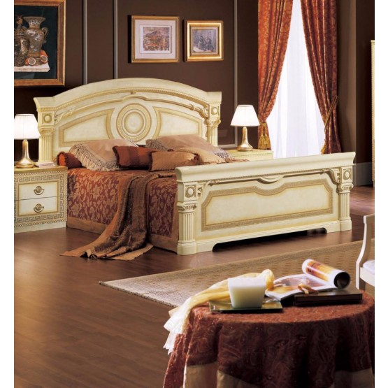 Aida King Size Bed, Ivory + Gold photo