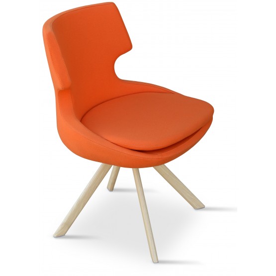 Patara Sword Dining Chair, Natural Veneer Steel, Orange Camira Wool photo