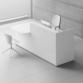 Tera TRA136L Reception Desk, White Pastel