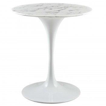 Lippa 28" Artificial Marble Dining Table, White by Modway