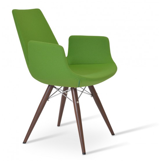 Eiffel Arm MW Plus Chair, Walnut Veneer Steel, Phistacio Camira Wool photo
