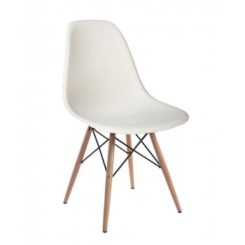 Robusto Chair, Wood Legs, White